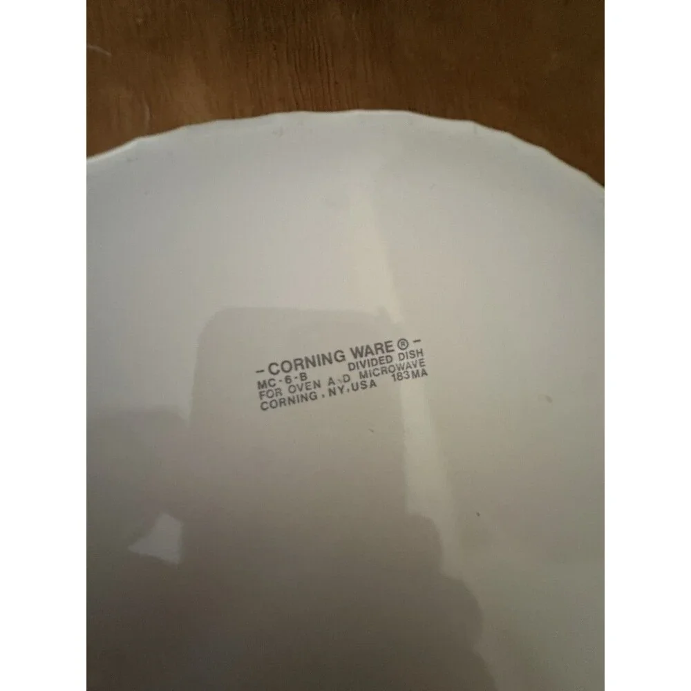 Corning Ware White MC-6-B Divided Oval Casserole Dish 1.8 Liter Vintage
